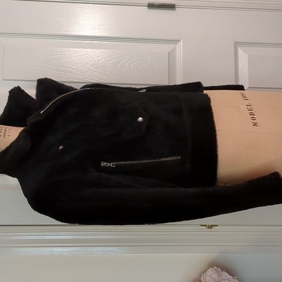 Sandro Paris Shearling Moto Jacket Sz. 0 - Picture 3 of 9